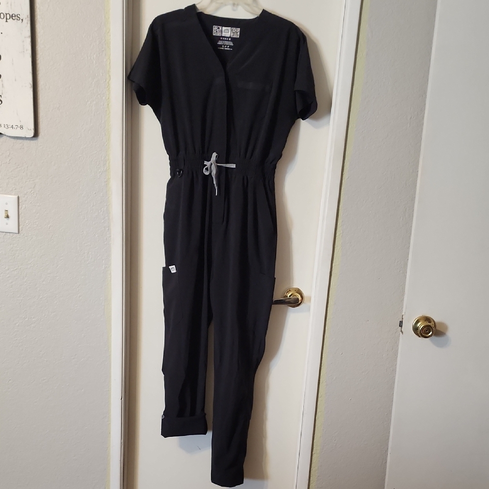 Wonder Wink Scrub Black Jumpsuit